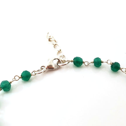 Green Onyx Gemstone Layering Bracelet - Wire Wrapped Chain Bracelet