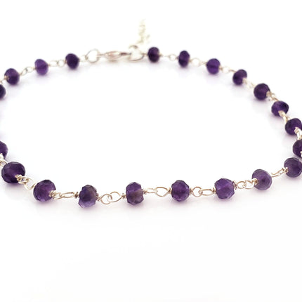 Amethyst Gemstone Sterling Silver Layering Bracelet