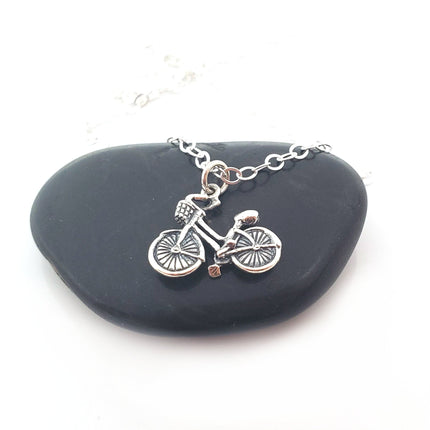 Bicycle Charm Necklace - Sterling Silver Jewelry - Gift for Her