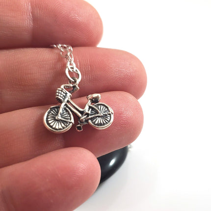 Bicycle Charm Necklace - Sterling Silver Jewelry - Gift for Her