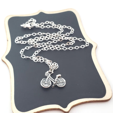 Bicycle Charm Necklace - Sterling Silver Jewelry - Gift for Her