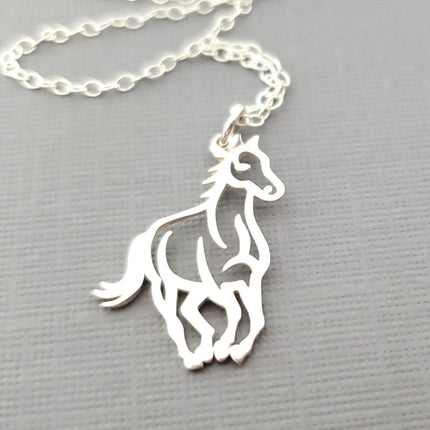 Horse Charm Equestrian Sterling Silver Necklace - Gift for Her