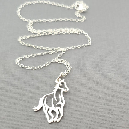 Horse Charm Equestrian Sterling Silver Necklace - Gift for Her