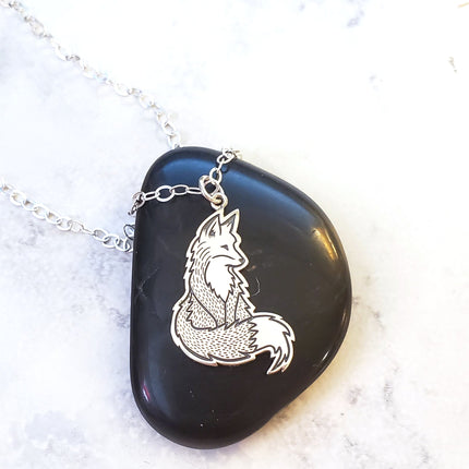 Realistic Fox Charm Sterling Silver Necklace