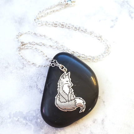 Realistic Fox Charm Sterling Silver Necklace
