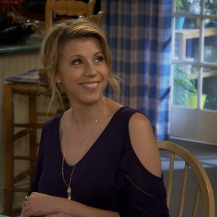 As Seen on Fuller House – Gold Feather & Moonstone Necklace, 24 Inch
