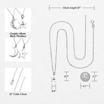 Sterling Silver “Love You to the Moon” Necklace Set – Moon & Star on 18" Chains