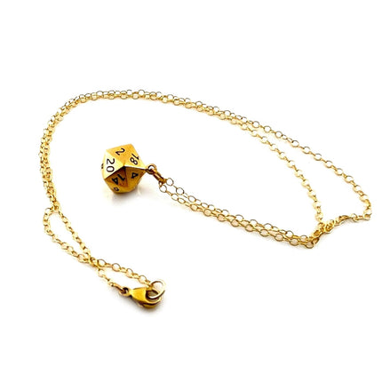 D20 Dice Necklace – 14k Gold Filled DnD Charm Jewelry, Handmade Gift for Her
