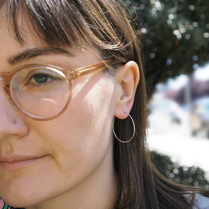 Sterling Silver Half Hammered Circle Hoop Earrings – 30mm