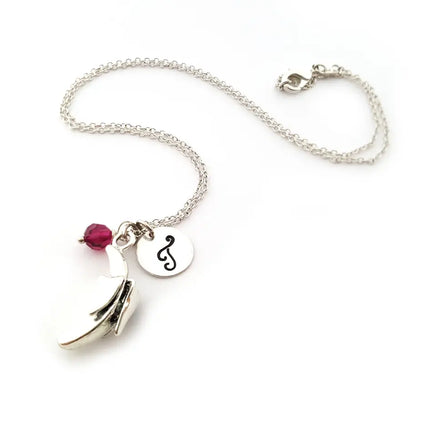 Personalized Banana Necklace – Sterling Silver Chain with Birthstone & Initial