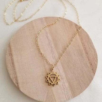 Solar Plexus Necklace – Gold Filled Chakra Symbol Charm on 16" Chain
