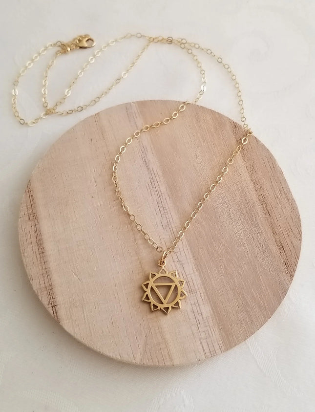Solar Plexus Necklace – Gold Filled Chakra Symbol Charm on 16" Chain