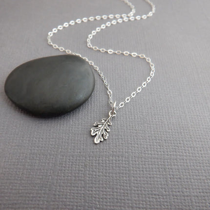 Mini Oak Leaf Necklace – Sterling Silver Nature Charm on 18" Chain