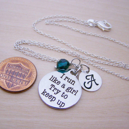 I Run Like a Girl Charm Necklace – Personalized Sterling Silver Jewelry
