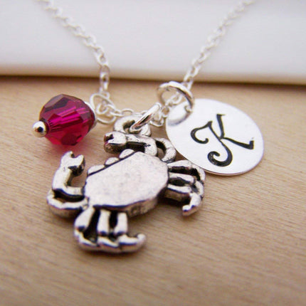 Crab Charm Necklace – Personalized Sterling Silver Jewelry