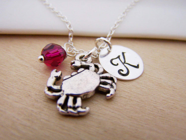 Crab Charm Necklace – Personalized Sterling Silver Jewelry