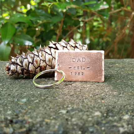 Dad est.  Hand Stamped Keychain