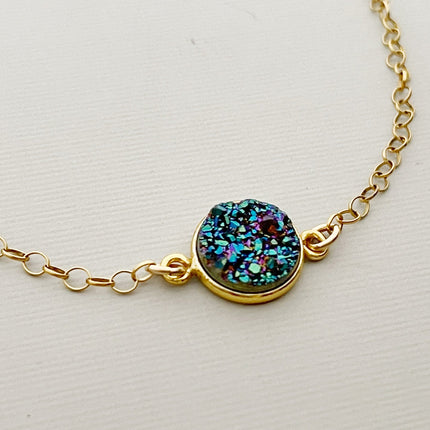 Rainbow Druzy Bracelet – 14k Gold Filled, 7.75 Inch