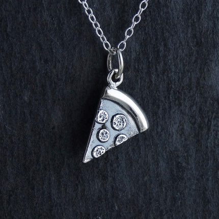 Tiny Pepperoni Pizza Necklace – 925 Sterling Silver Charm on 16" Chain