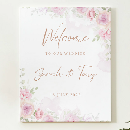 Editable Wedding Welcome Sign – Floral Canva Template | Instant Download