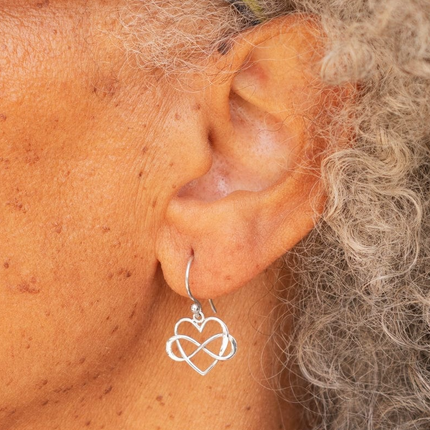 Infinity Heart Dangle Earrings – Mixed Metals - Bronze and Sterling Silver