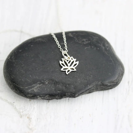 Sterling Silver Tiny Lotus Necklace – 16" Chain