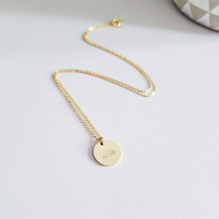 Rainbow Disc Necklace – Hand Stamped Pride Jewelry in Gold Filled or Sterling Silver