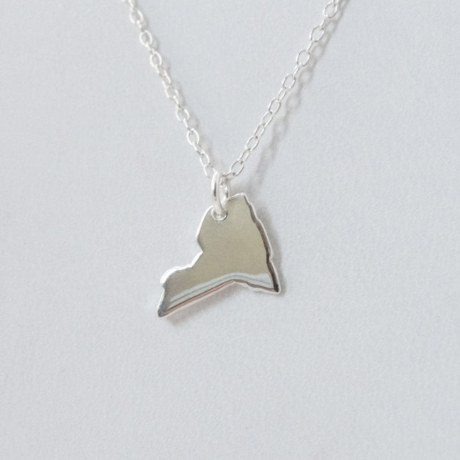 Tiny New York State Necklace – Sterling Silver NY Charm on 16" Chain