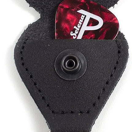 Leather Guitar Pick Holder Keychain – Snap Case for Picks – Black, Brown, Tan or White – Gift for Guitar Player