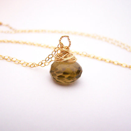 Smoky Topaz & 14k Gold Filled Necklace - As Worn by Stephanie Drapeau