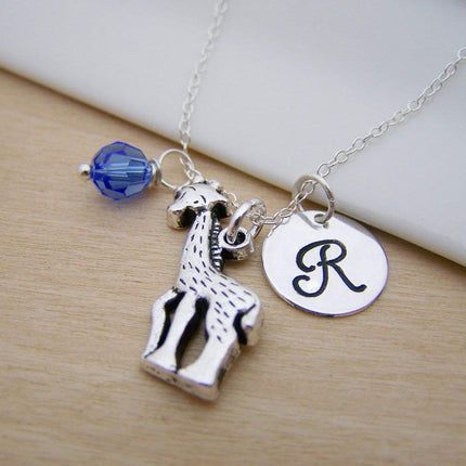 Giraffe Charm Necklace – Personalized Sterling Silver