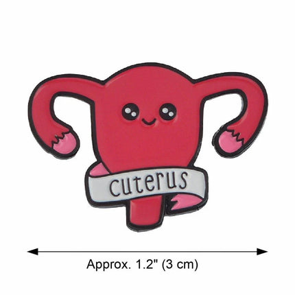 Cuterus Uterus Enamel Pin – Funny Feminist Pink Lapel Pin