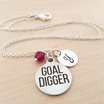 Goal Digger Charm Necklace – Personalized Sterling Silver Jewelry