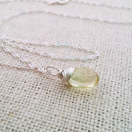 Yellow Citrine Necklace - November Birthstone - Dainty Drop Necklace - Sterling Silver Necklac