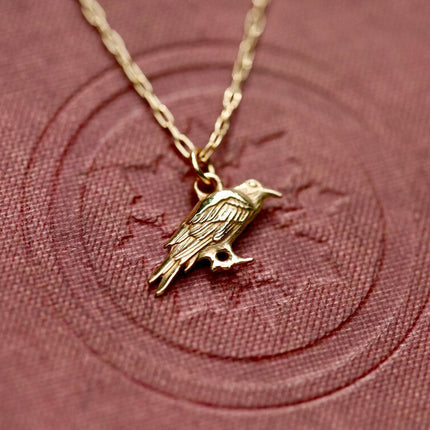 Golden Raven Necklace – 14k Gold Filled Crow Charm on 16" Chain