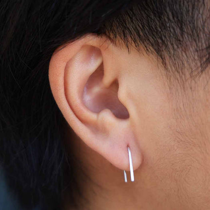 Sterling Silver Mini Arc Earrings – Lightweight Minimalist Earrings, 14x7mm