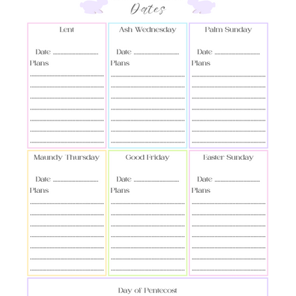 Printable Easter Planner – 40-Page Canva Template for Meals, Baskets, Egg Hunts & More