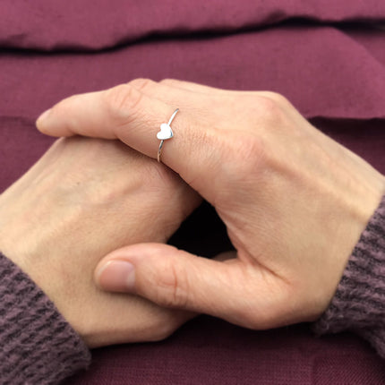 Tiny Sterling Silver Heart Ring – Size 7