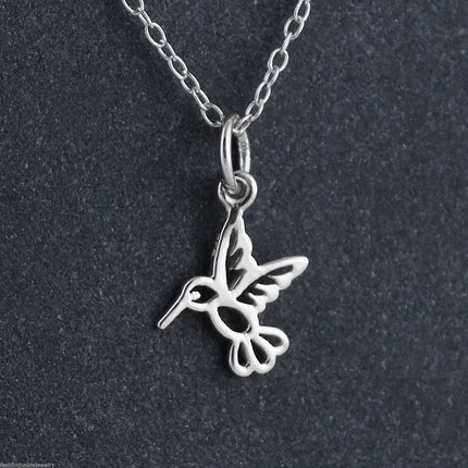 Tiny Hummingbird Necklace – 925 Sterling Silver Charm on 16" Chain