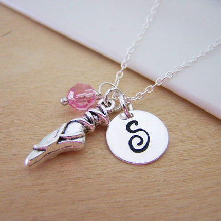 Ballet Slipper Charm Necklace – Personalized Sterling Silver Jewelry