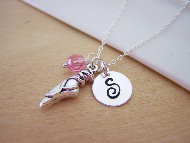Ballet Slipper Charm Necklace – Personalized Sterling Silver Jewelry
