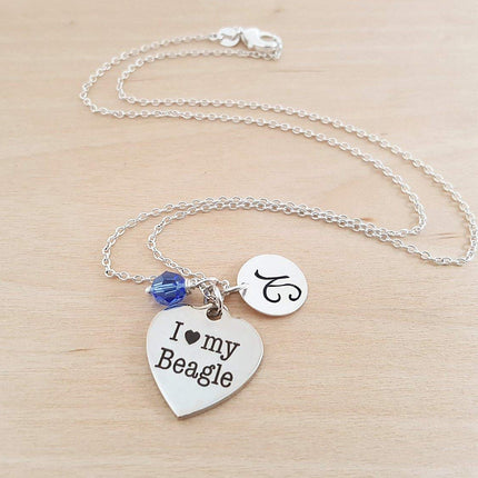 I Love My Beagle Charm Necklace – Personalized Sterling Silver Jewelry