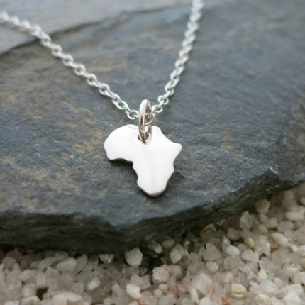 Tiny Africa Necklace – Sterling Silver Continent Charm on 16" Chain
