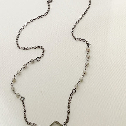 OOAK Oxidized Sterling & Labradorite Necklace – 18 Inch