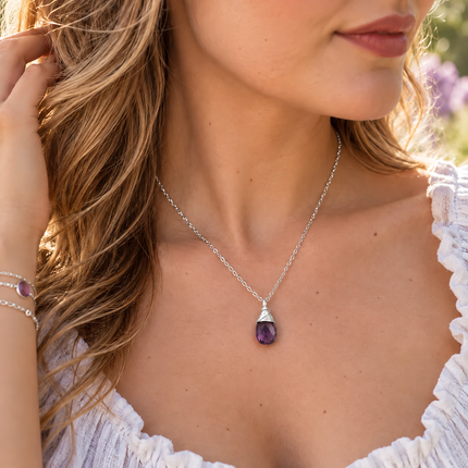 February Birthstone Necklace - Sterling Silver