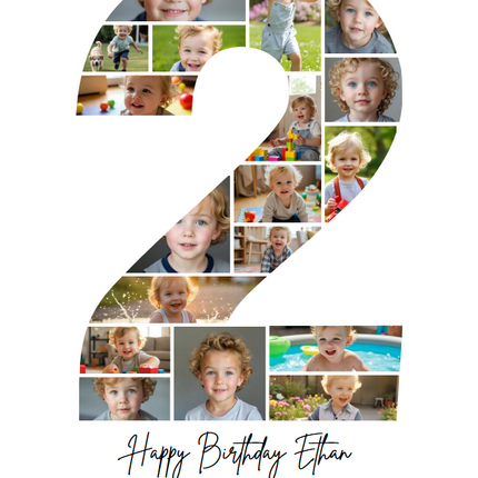 2nd Birthday Photo Collage Canva Template – Editable Milestone Poster