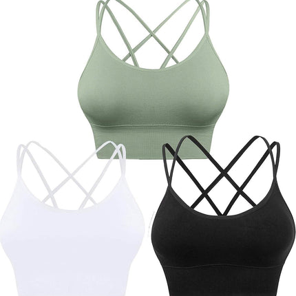 3-Pack: Women's Padded Spaghetti Strap Crisscross Bra