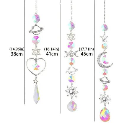 3-Pieces: Crystal Wind Chime Pendant Catcher Diamond Prisms