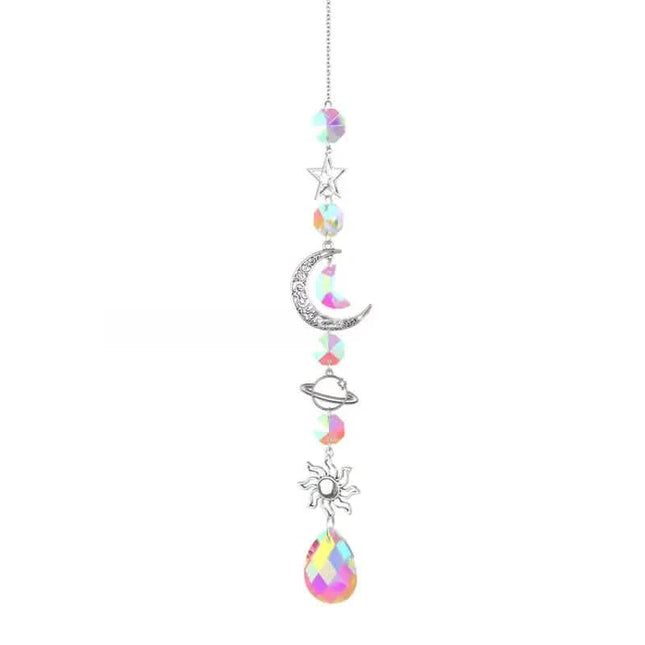 3-Pieces: Crystal Wind Chime Pendant Catcher Diamond Prisms