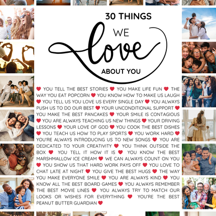 30 Things We Love About You – 30th Birthday Canva Wall Art Template